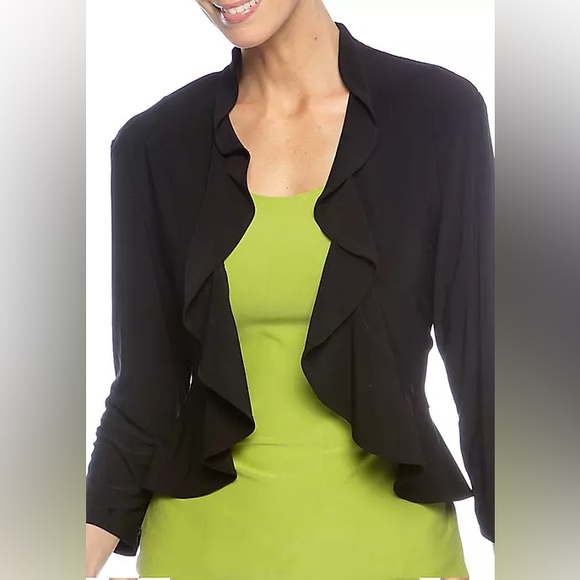 R & M Richards Jackets & Coats R M Richards Womens Black Ruffled